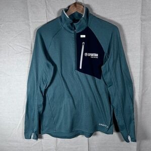 Craft Spartan Training M Athletic Teal Quilted Performance Quarter Zip Sweater